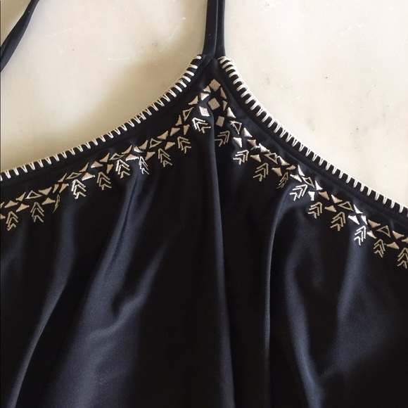 SO HERITAGE SWIMSUIT TOP CROCHET TRIM BLACK HALTER - Picture 5 of 8